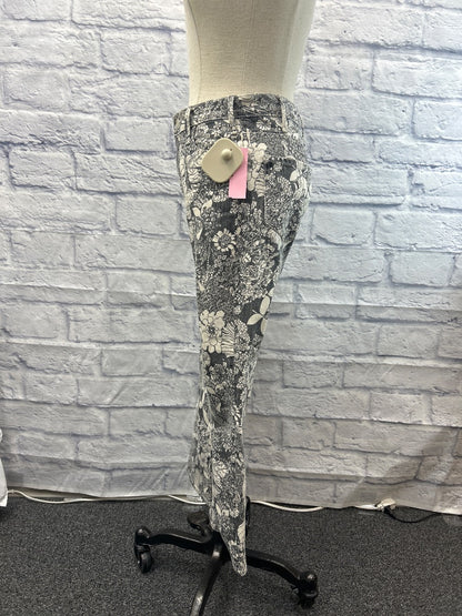 mother 4 Gray floral denim flare jeans