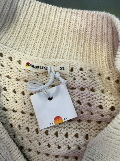Marine Layer XL Tan holey knit 1/4 zip sweatshirt NWT