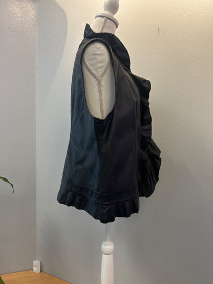 Faux leather & ruffles Vest