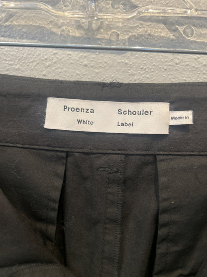 Proenza Schouler 8 Black cotton/linen cropped barrel leg w/ buckle cuffs