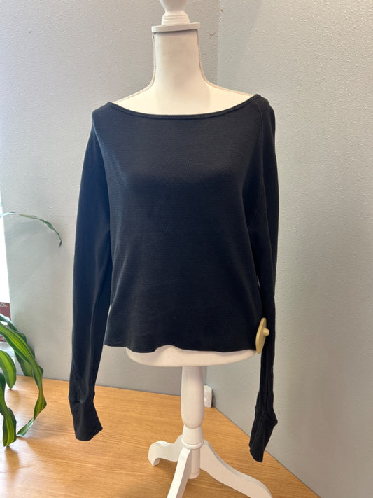 We The Free M Black textured LS wide neck to