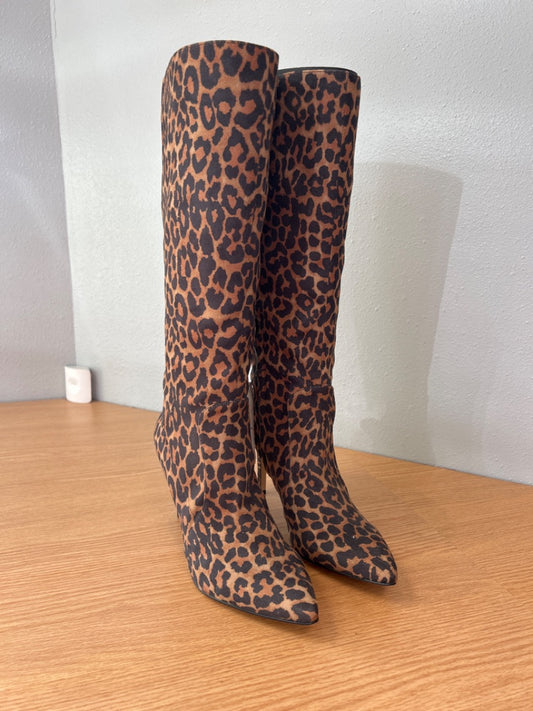 Nine West 9.5 Leopard Tall suede Point toe heel