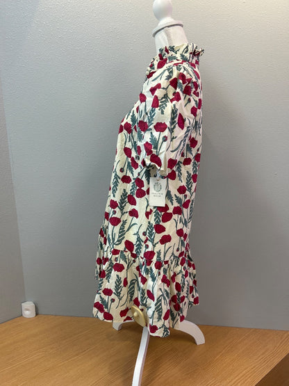 Hyacinth House XS Cream NWT Poppy print hi neck