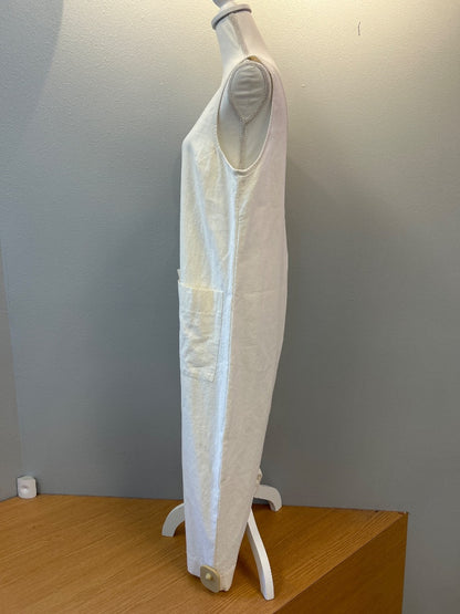 Ilana Kohn L Cream sleeveless baggy jumpsuit w/ front pockets