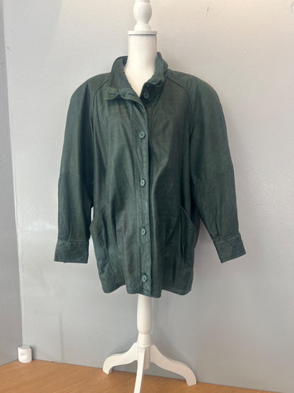 Pelle L Green Genuine leather button up bomber jacket HEAVY