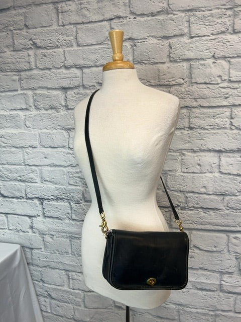 Coach Black Vintage Penny Pocket Flap crossbody AS IS (Tarnished)