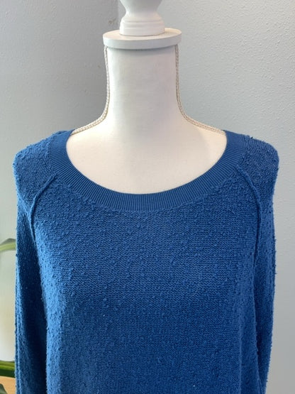 Free People XS Blue knit LS w/ distressed oversized look NWT