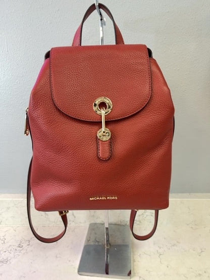 Micheal Kors  Red Leather backpack w/ gold hardware/multiple zips