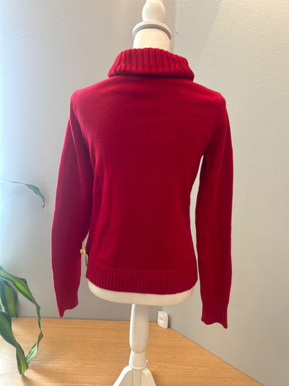 Lauren Ralph Lauren S Red knit turtleneck USA flag sweater