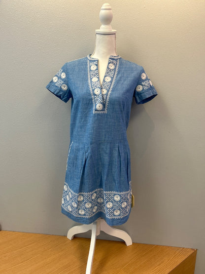 Madewell XS Blue ss embroidered v-neck
