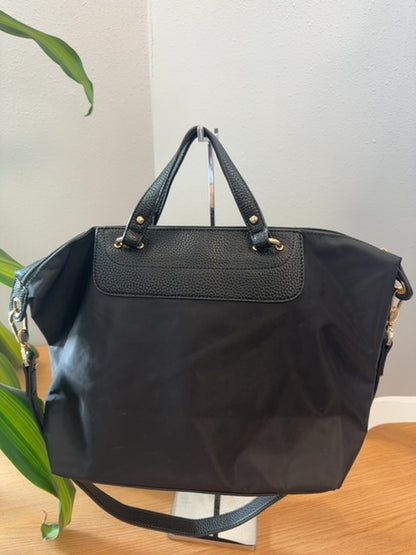 Neiman Marcus  Black nylon/leather mini duffel/tote