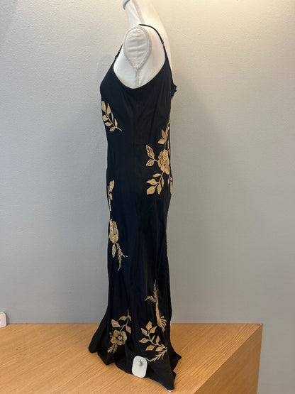 Johnny Was M Black /tan floral sleeveless slinky maxi