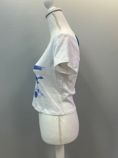 Altar'd State L White "santorini, Greece" baby tee