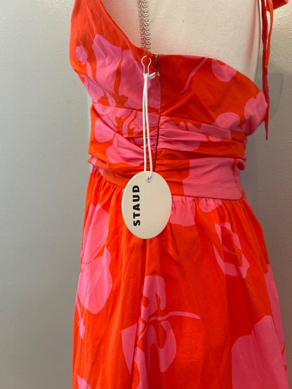 Staud 8 Pink /red floral halter maxi NWT