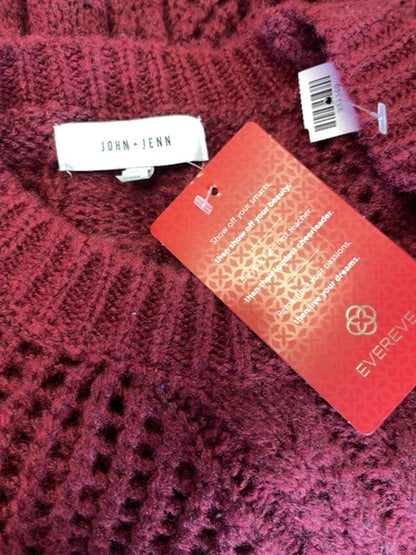 John + Jenn S Red Loose cable knit fuzzy tunic NWT