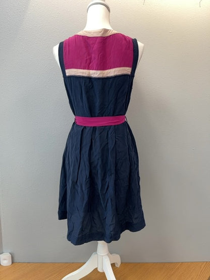 Tory Burch 10 Blue/Pink SILK Color Block w/belt