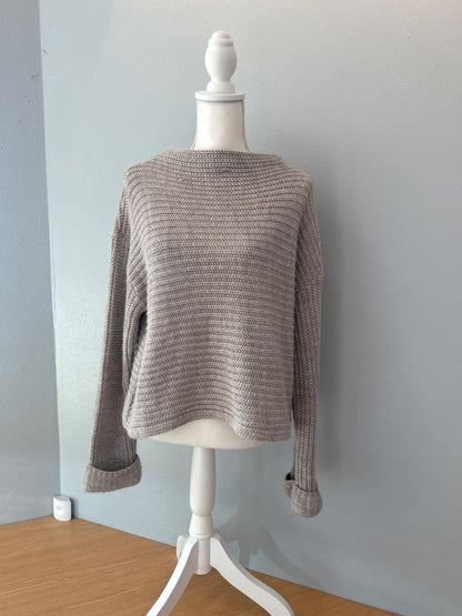 Ana XL Tan ribbed knit mock neck LS sweater