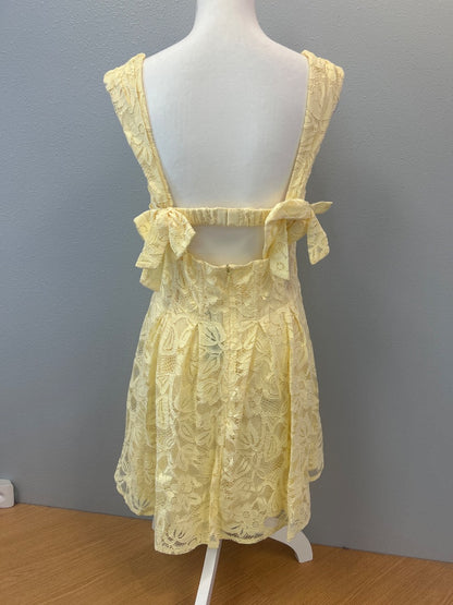 For Love & Lemons XL Yellow lace A-line w/ open back