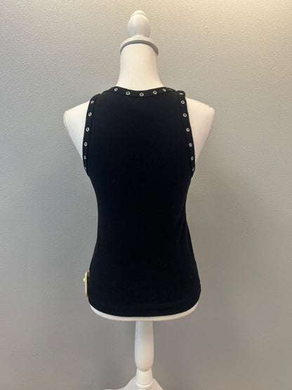 Re/Done M Black ribbed tank w/ silver gromet accents