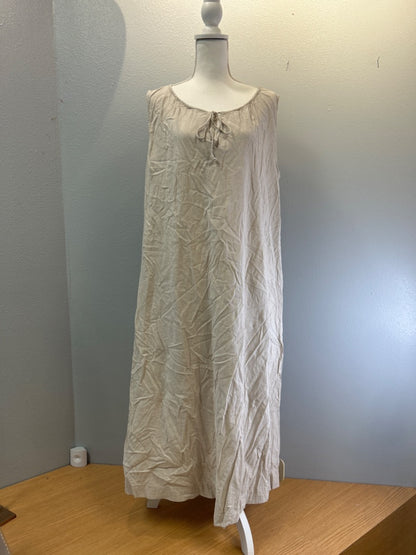 grade & gather L Tan thin stripe sleeveless 100% cotton w/ pockets