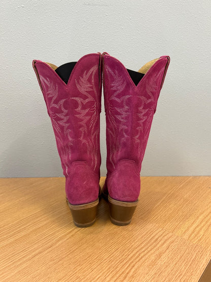 idyllwind 8 Pink suede cowboy boot