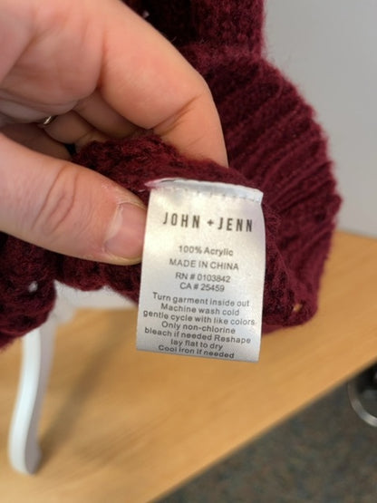 John + Jenn S Red Loose cable knit fuzzy tunic NWT