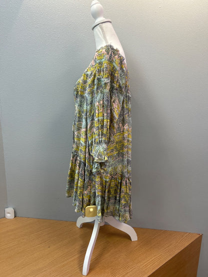 Free People XS Blue NWT LS wide neck elephant print