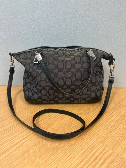 Coach  Grey/Black Jacquard monogrammed satchel