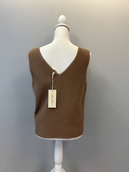 allie rose 2X Brown NWT Ribbed v-neck