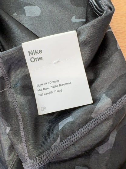 Nike M Black shiny camo full leggings NWT