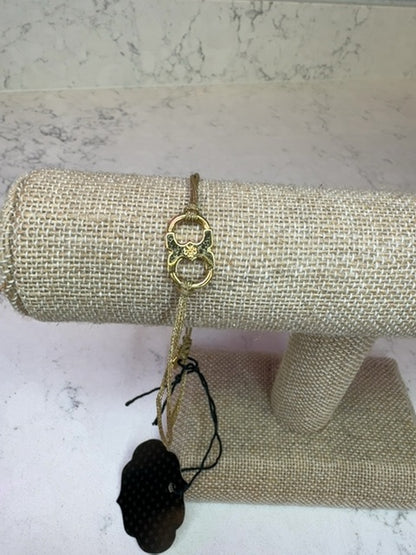 Tory Burch  Gold 2 cords w/Tory Burch Charm & "Embrace Ambition" charm Bracelet Gold