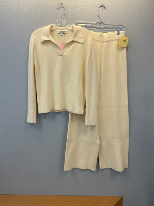 English Factory XS Cream v neck sweater wide leg pant