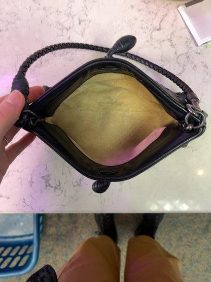 Bottega Veneta  Black Woven Leather Mini Baugette