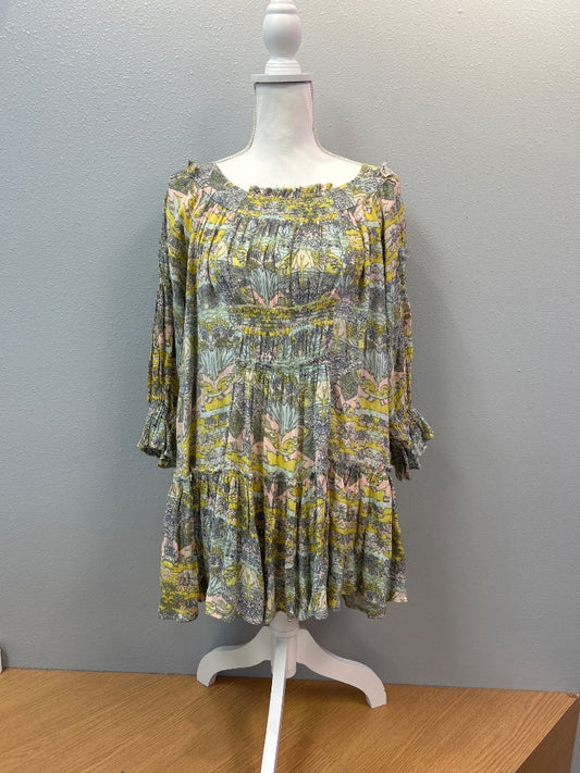 Free People XS Blue NWT LS wide neck elephant print