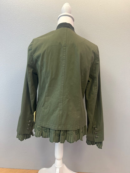 Sundance XS Green collarless blazer w/ ruffles/silver hardware NWT