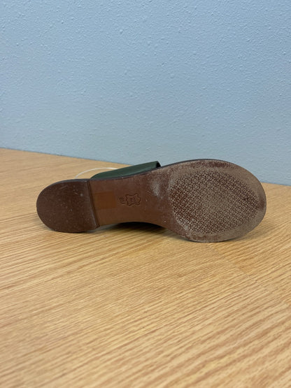 Tory Burch 9 Green 'Ravello Studded Leather Sandal' slip on w/ gold loop