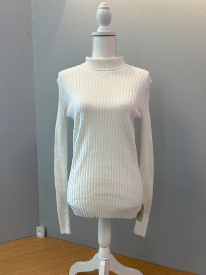 Anine Bing L Cream Ribbed Mock Neck