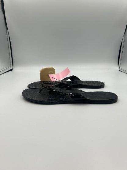 Tory Burch 10 Black patent flip flop w/ silver embem