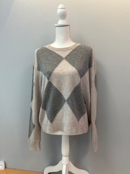 ATM S Grey CASHMERE Argyle Crewneck