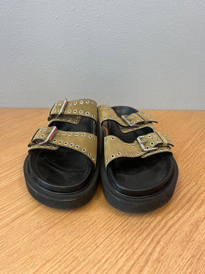 Isabel Marant 8.5 Green NWOB Lenny Leather Sandal w/grommets