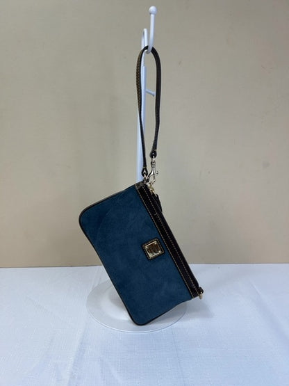 Dooney & Bourke  Blue suede medium full zip w/ brown trim