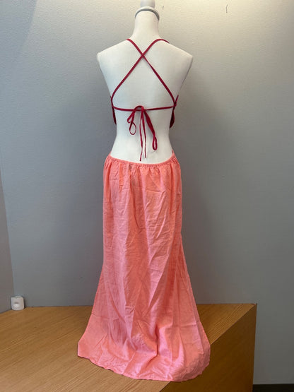 Celandine M Pink 'Linen Blend Shell Side Cutout Midi'