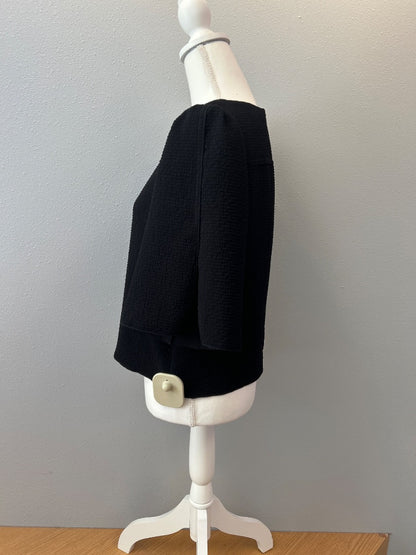 See By Choe M Black Texture wide sleeve zip back