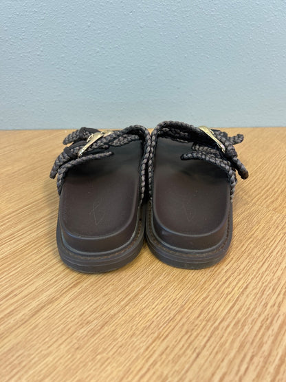 joie 6.5 Brown braided 2 strap sandals w/ /gold hardware