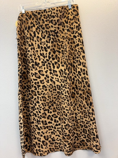 AYR XL Cheetah 'The Eleganza' silk midi skirt w/ slit
