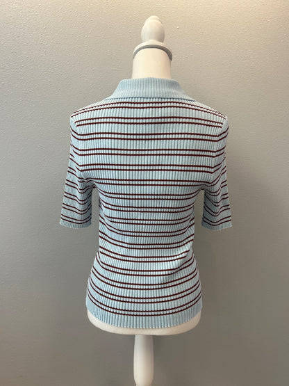 A.L.C. L Blue/Red Ribbed stripe polo