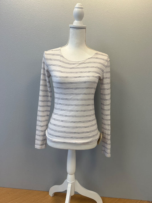 vince S White/Black Striped Wide Neck