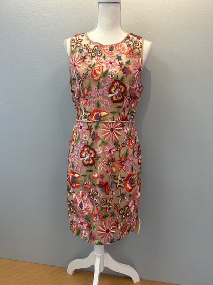 Sam Edelman 6 Pink slvless floral embroidered knee length