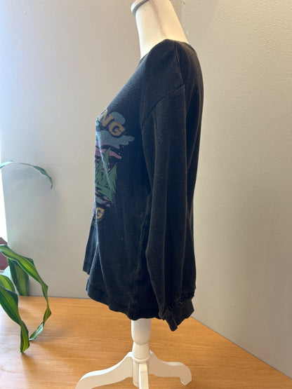 Cleo + Wolf S Black Waffle knit "Daydreaming" graphic