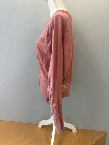 fp movement xl Pink bttn up cardi w/ silver hadware/no collar